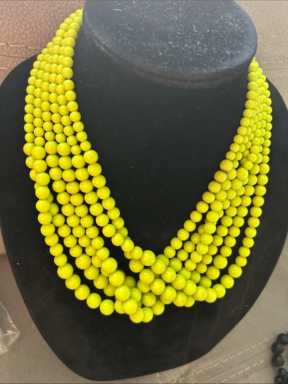 Layered Neon Yellow Beaded Statement Necklace